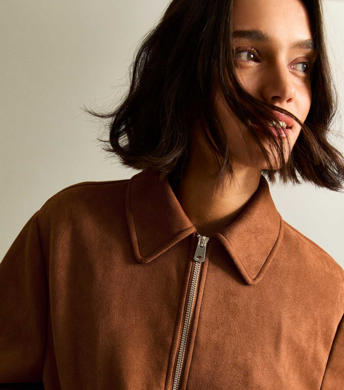 Tan Faux Suede Bubblehem Bomber Jacket | New Look | New Look (UK)