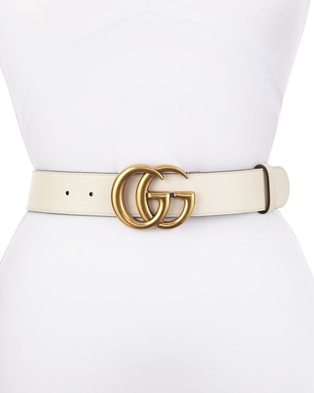 Leather Belt with GG Buckle | Neiman Marcus