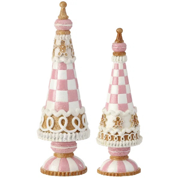 11.5" Resin Sweets Gingerbread Trees Set of 2 | Wayfair North America