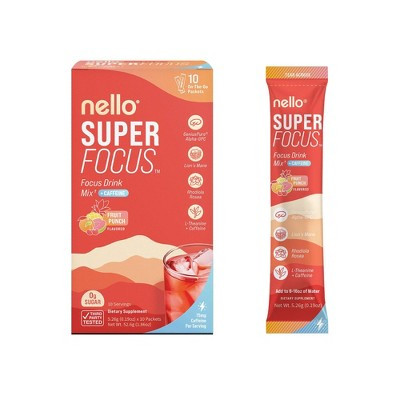 Nello Superfocus + Caffeine Drink Mix Supplement Powder - Fruit Punch - 10ct: Dietary Supplement, 10 Pack | Target