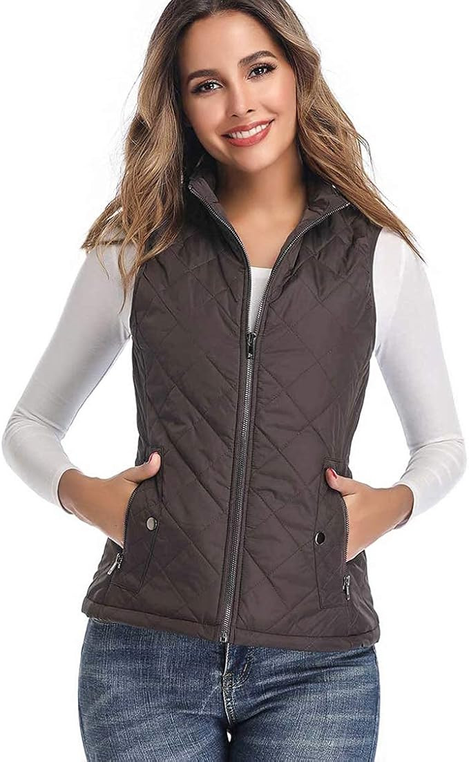 Women's Vest - Stand Collar Lightweight Zip Quilted Vest for Women | Amazon (US)