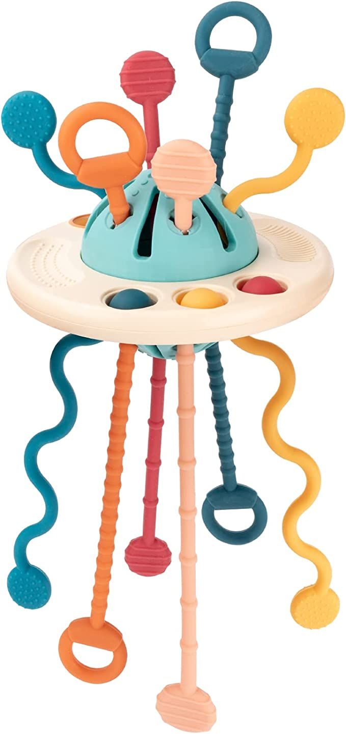 Baby Sensory Montessori Silicone Toy for 6-12 Months, Travel Pull String Toy for 12-18 Months, De... | Amazon (US)