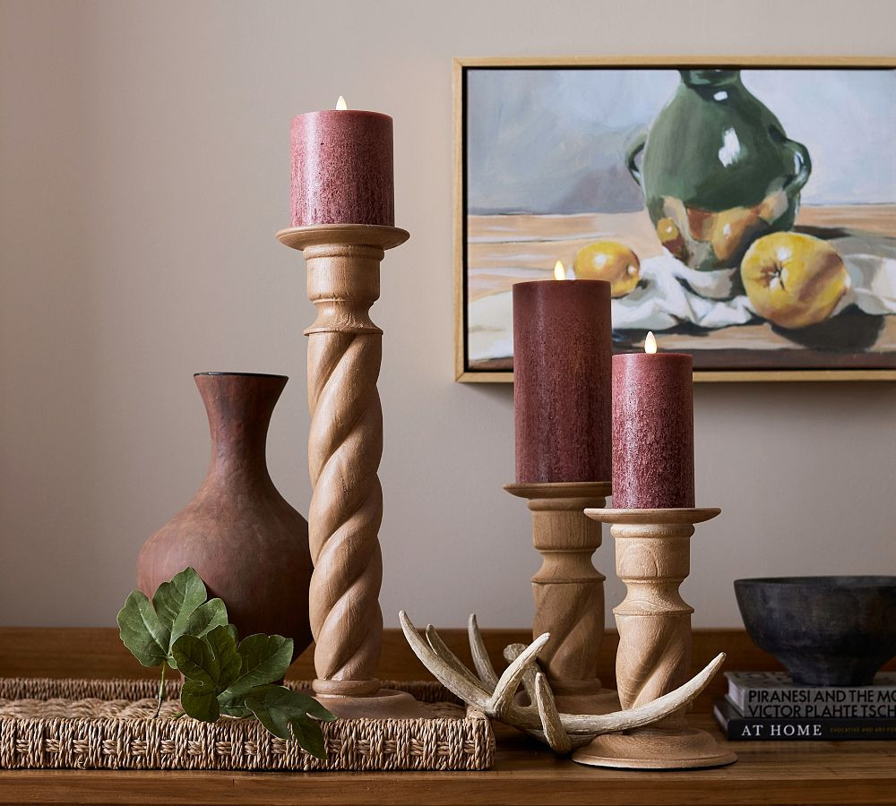 Altair Wood Hurricane Candleholder | Pottery Barn (US)