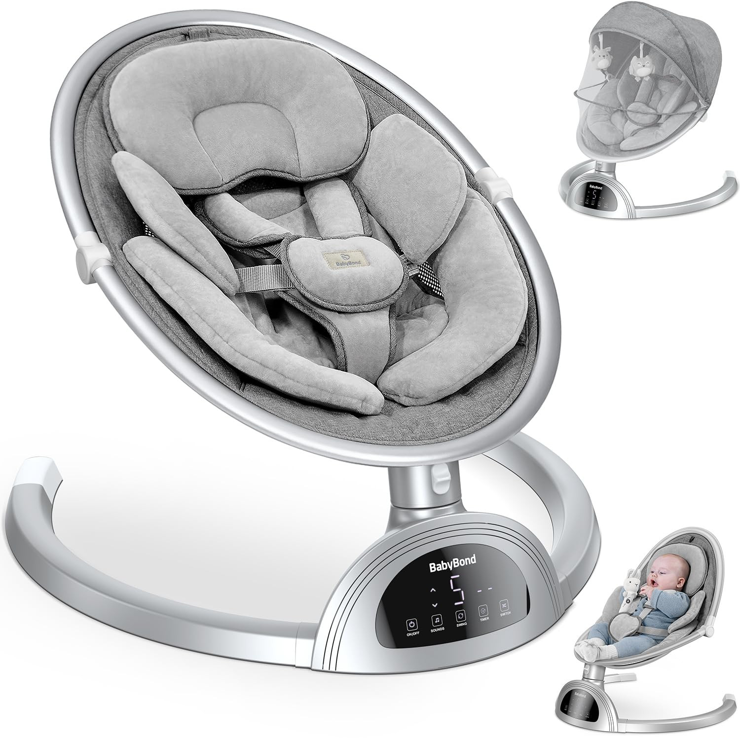 BabyBond Baby Swings for Infants, Bluetooth Infant Swing with Music Speaker, 3 Seat Positions, 5 ... | Amazon (US)