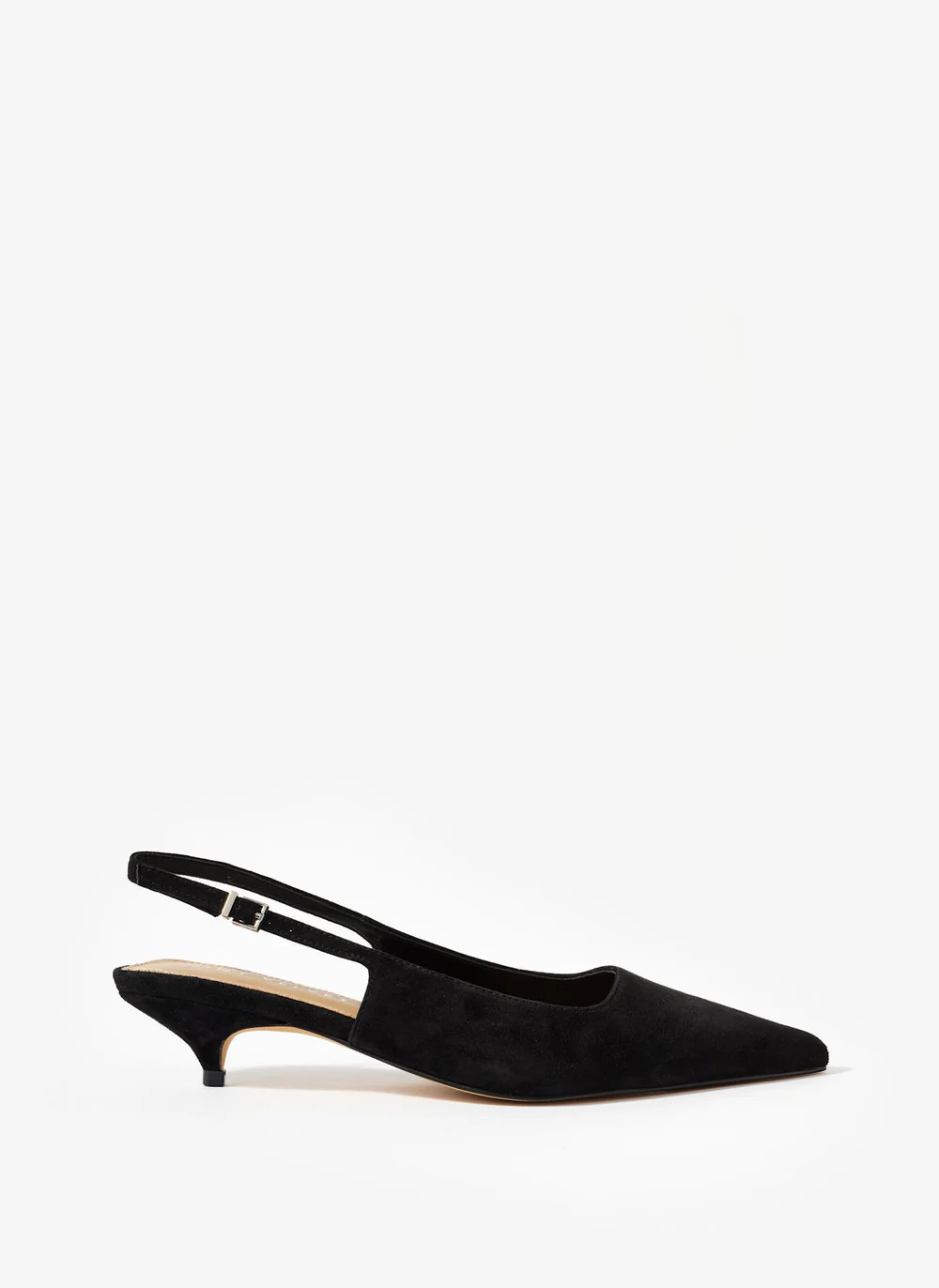Mila Black Suede Slingback Kitten Heels | Mint Velvet