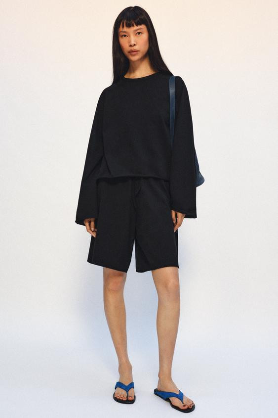 Zara - Cotton Drawstring Shorts - White - S - Woman | Zara Canada