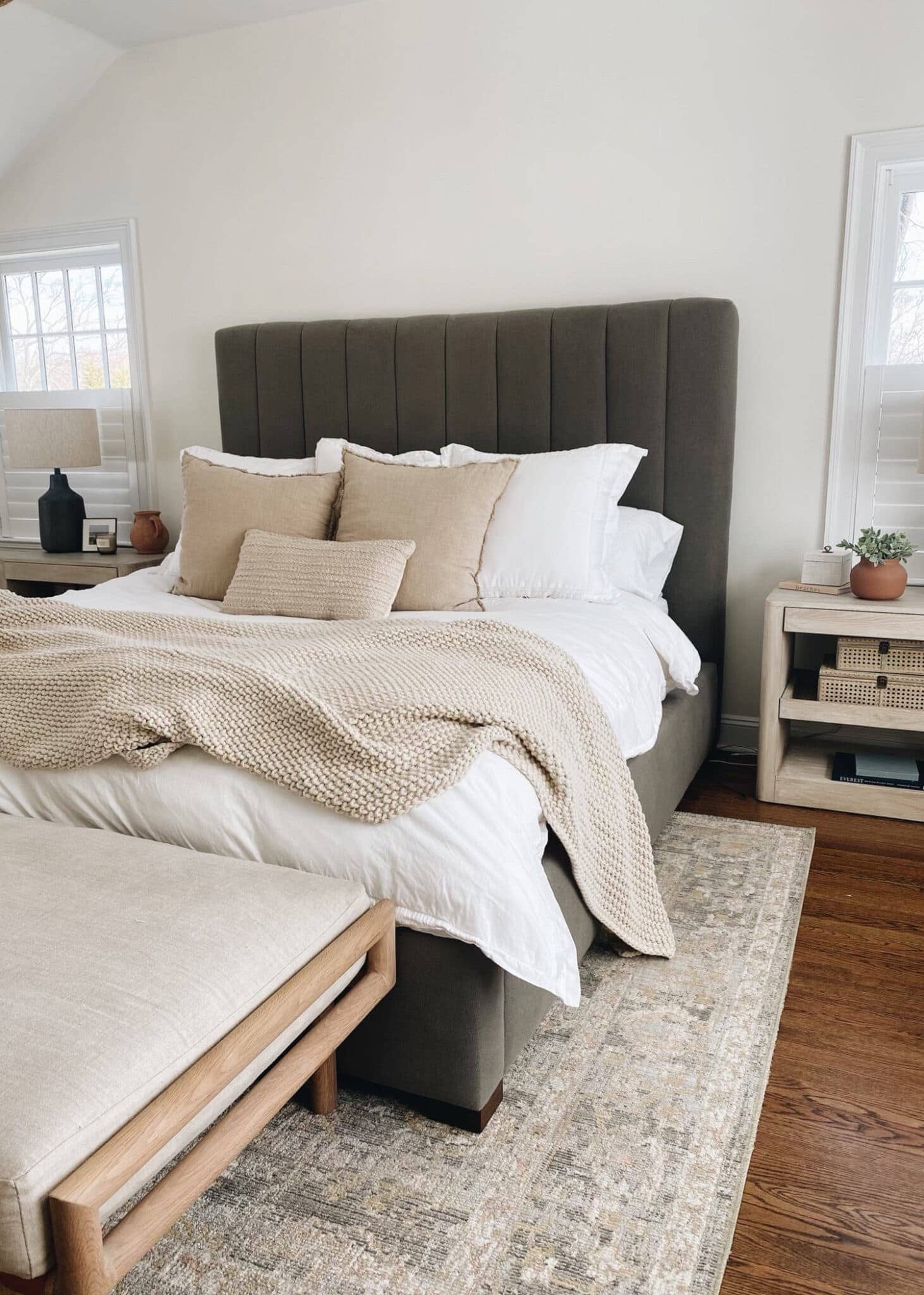 Chunky knit bed blanket 20% off with in-store, order pickup or same day delivery. I have a king bed & the queen size is plenty big 

brown throw pillows are old target 

bedroom home decor 

#LTKfindsunder50 #LTKhome #LTKsalealert