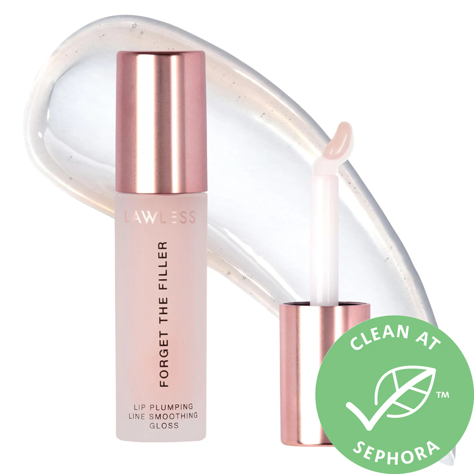 LAWLESS Forget The Filler Lip Plumper Line Smoothing Gloss Rosy 0.11 oz/ 3.3 mL | Sephora (US)