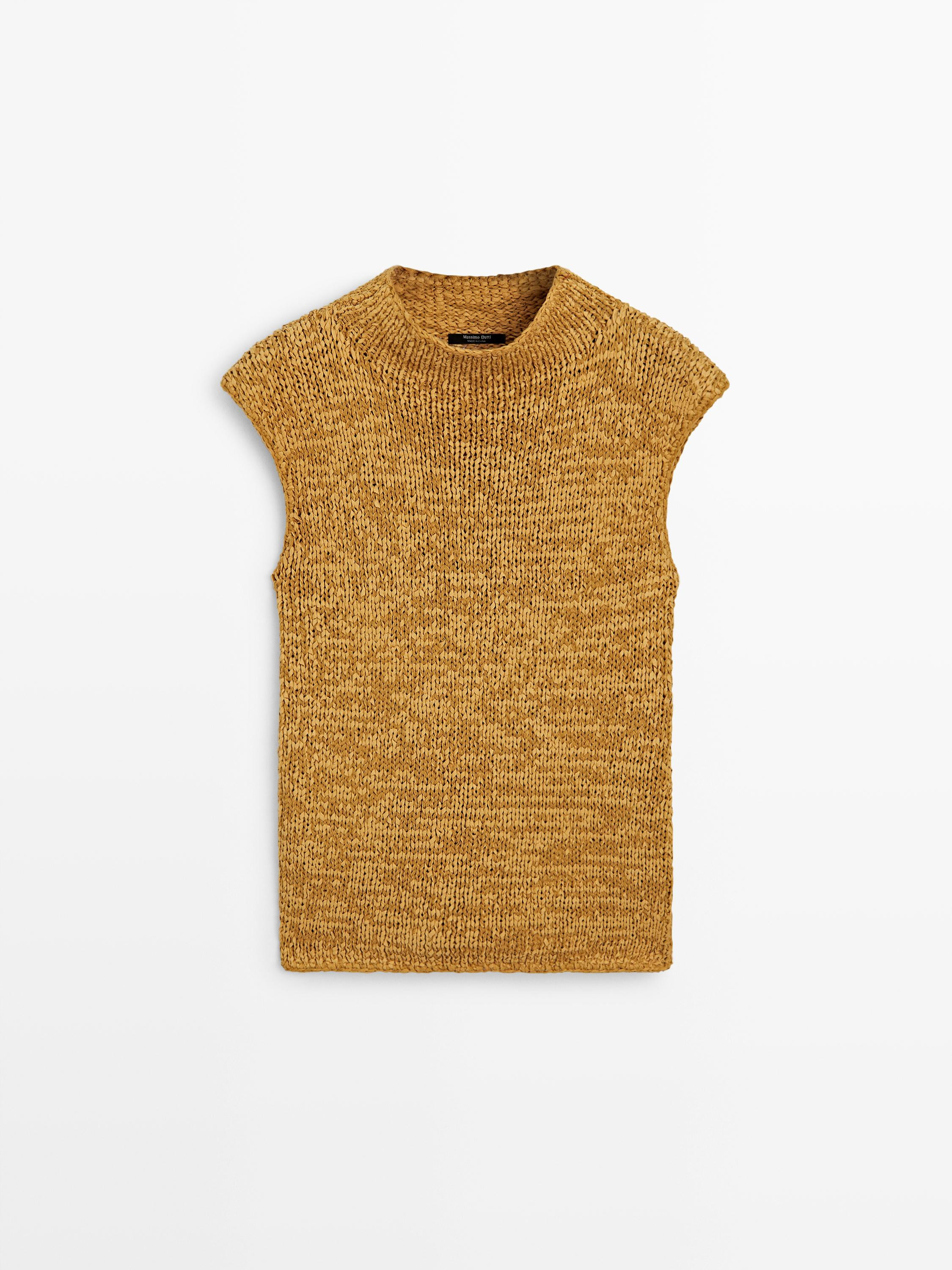 Cotton blend chunky knit top | Massimo Dutti US