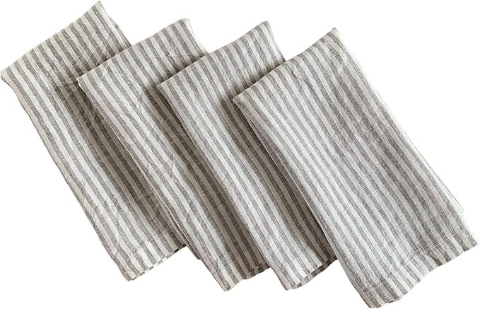 Eight Owls Linen Napkins – 100% French Flax – Stonewashed Pure Linen Cloth Napkins – Mitere... | Amazon (US)