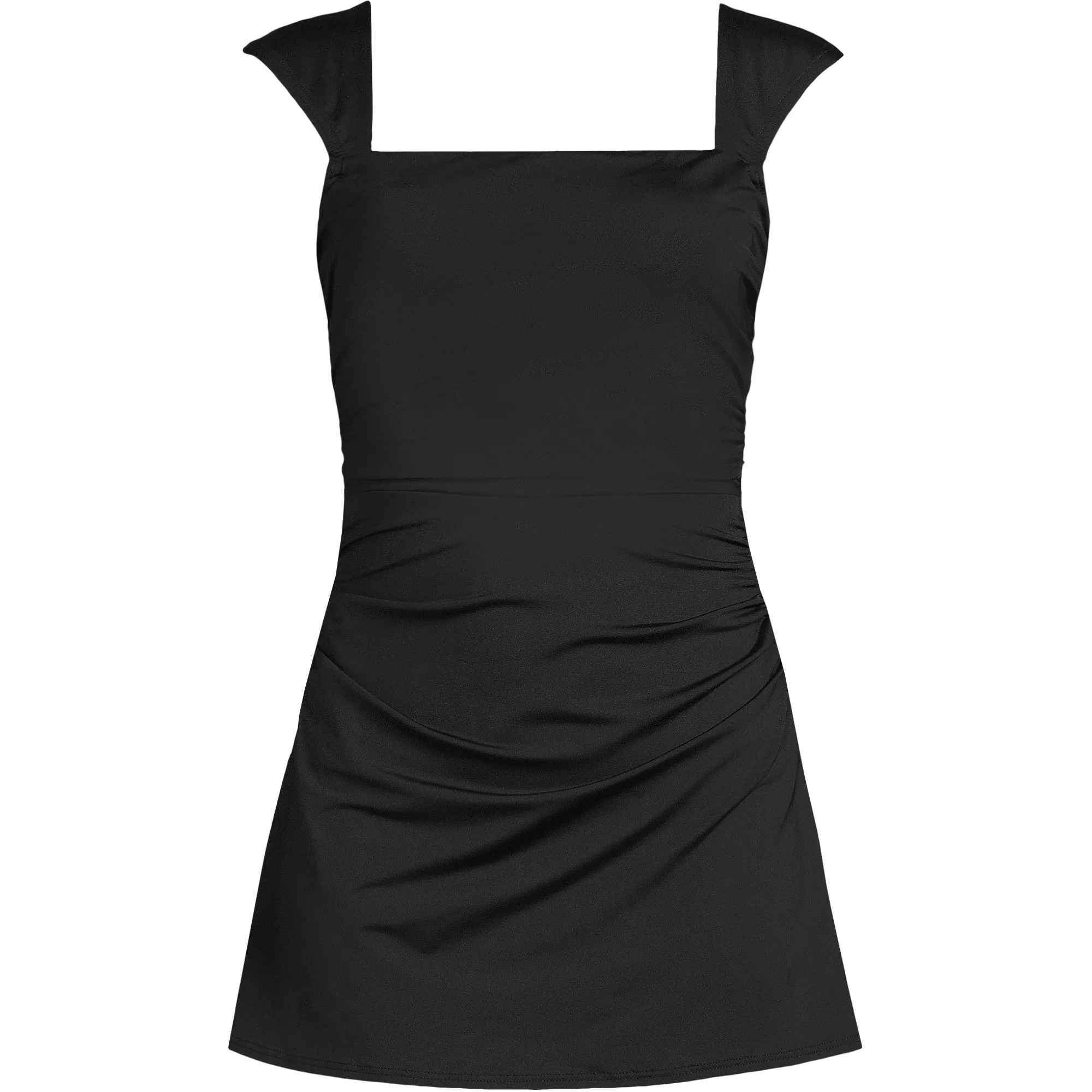 Women's NEW Smoothing Square Neck Ruched Swim Dress Swimsuit | Lands' End (US)