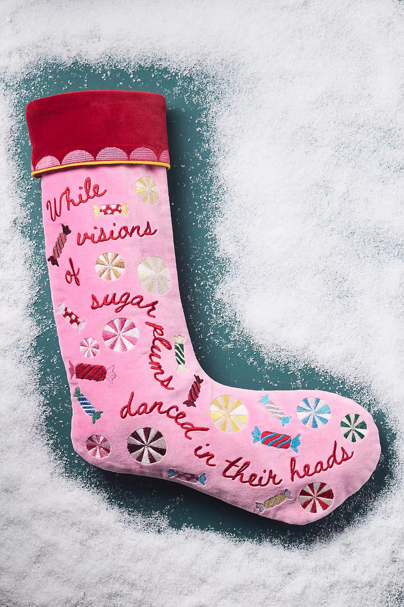 Furbish Studio Embroidered Sugar Plums Stocking | Anthropologie (US)