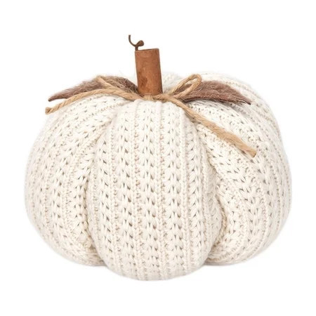 Fall Decorations for Home, Halloween Table Decor, Farmhouse Fall Decor, Neutral Fall Decor, 8X8 Inch Knitted White Pumpkin Desktop Display Piece for Mantel, Shelf and Dining Table | Walmart (US)