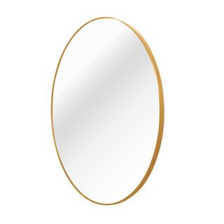 20 in. W x 20 in. H Metal Round Framed Wall Mount Bathroom Vanity Mirror in Gold | The Home Depot