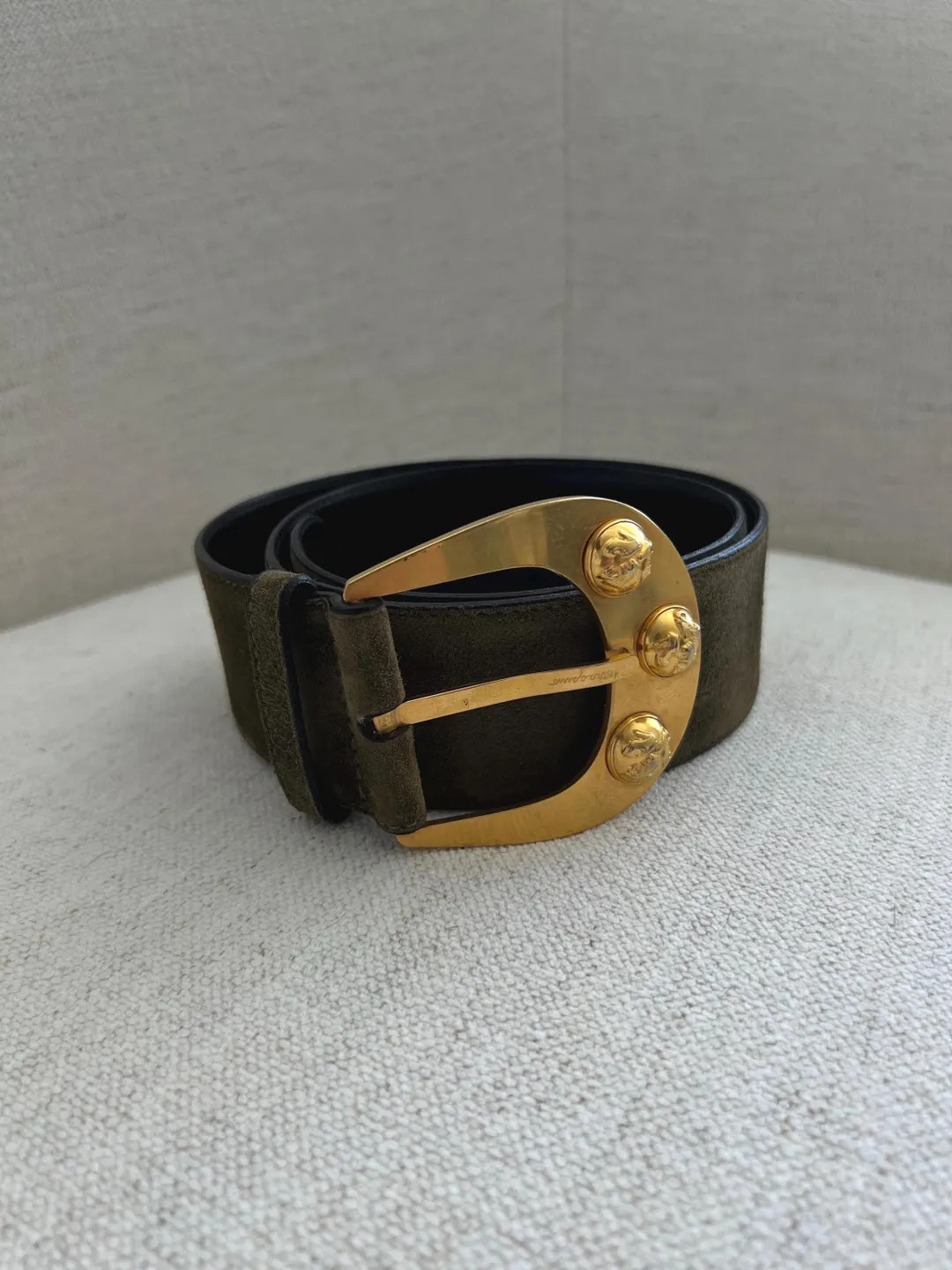 Vintage Salvatore Ferragamo Olive Green Suede Statement Belt | Etsy (US)