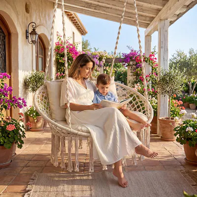Volenca Double Macrame Swing Hammock Chair Loveseat with 3 Cushions 550-lb Capacity | Lowe's