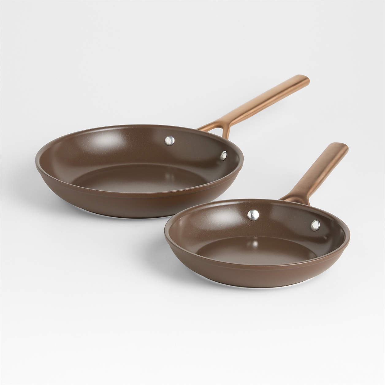 ZWILLING Milano Brown Ceramic Non-Stick 8" and 10" Fry Pans Set | Crate & Barrel | Crate & Barrel