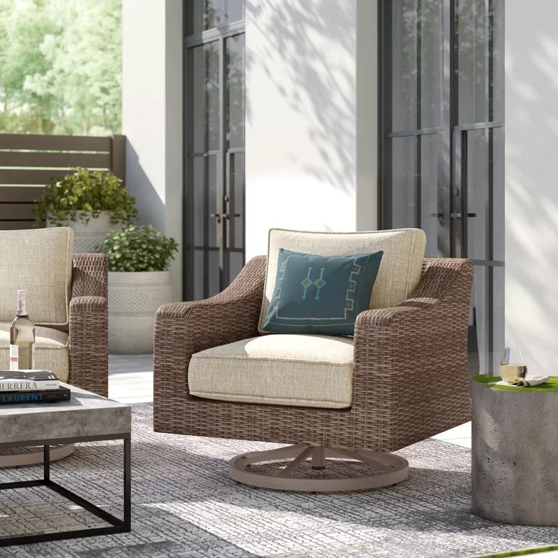 Danny Swivel Patio Chair with Cushions | Wayfair Professional