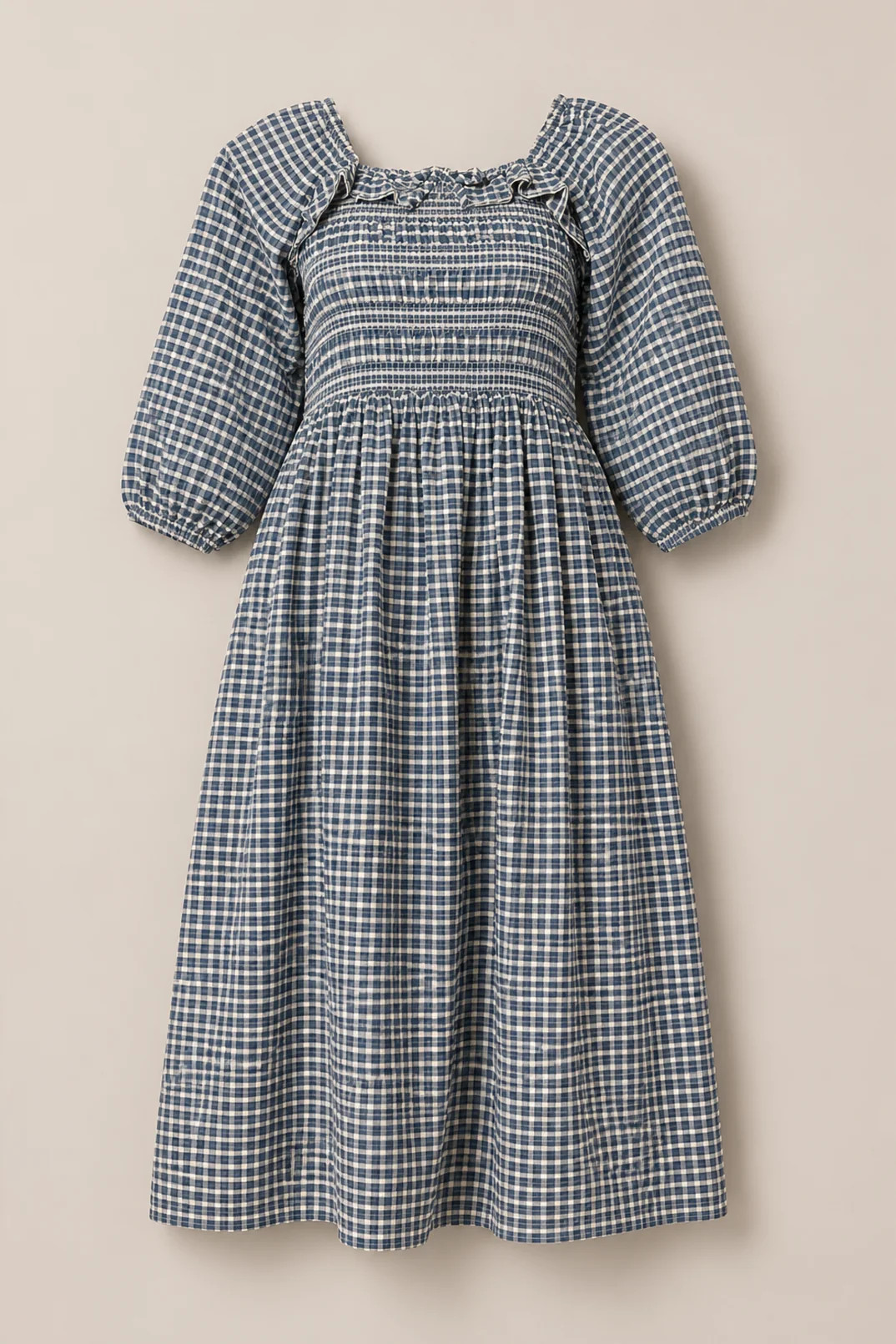 Mae 3/4 Sleeves Dress in Prussian Blue Plaid | Ivy City Co