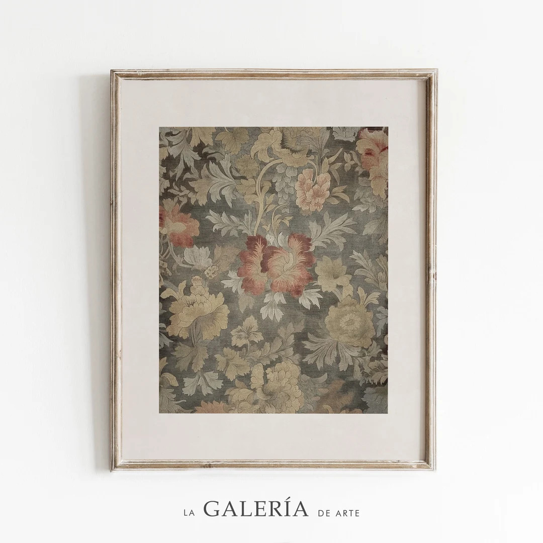 Vintage Textile Wall Art Floral Rug Pattern Art Print Printable Tapestry Print - Etsy | Etsy (US)