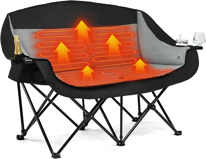 Heated Double Camping Chair - Heated Loveseat Chair for 2 Person Heavy Duty Oversized Padded Camp... | Amazon (US)
