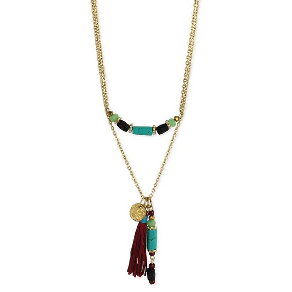 Multi-Stone Beads Gold Tassel Chain Necklace | Bed Bath & Beyond