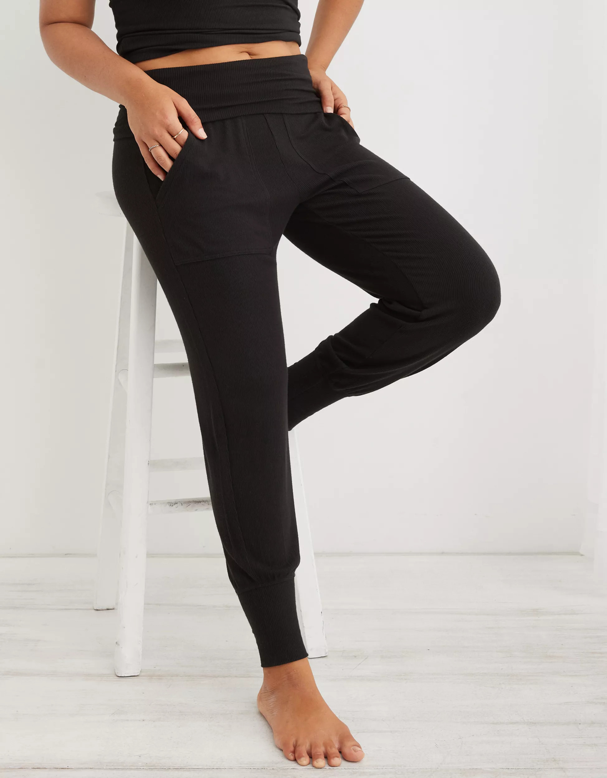 Aerie Real Soft® Ribbed Foldover Jogger | Aerie