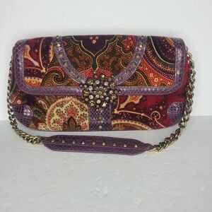Isabella Fiore Studded Rhinestones Paisley‎ Velvet Snakeskin Clutch Shoulder Bag | Poshmark