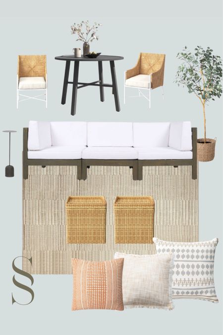 Complete outdoor patio design! Everything is from target except black dinning table! Affordable finds - elevated! 

#LTKSeasonal #LTKhome #LTKFind