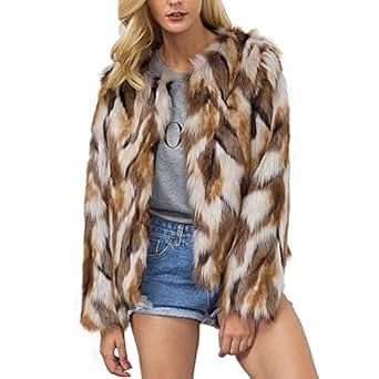 Comeon Womens Winter Warm Colorful Faux Fur Coat Chic Jacket Cardigan Outerwear Tops for Party Club  | Amazon (US)