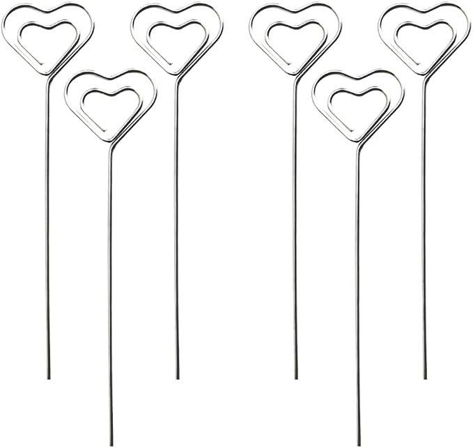Lmyzcbzl Memo Clip Set, 6 Pcs Metal Wires, Heart Shape Note Card Holders, Photo Stand, Table Numb... | Amazon (UK)