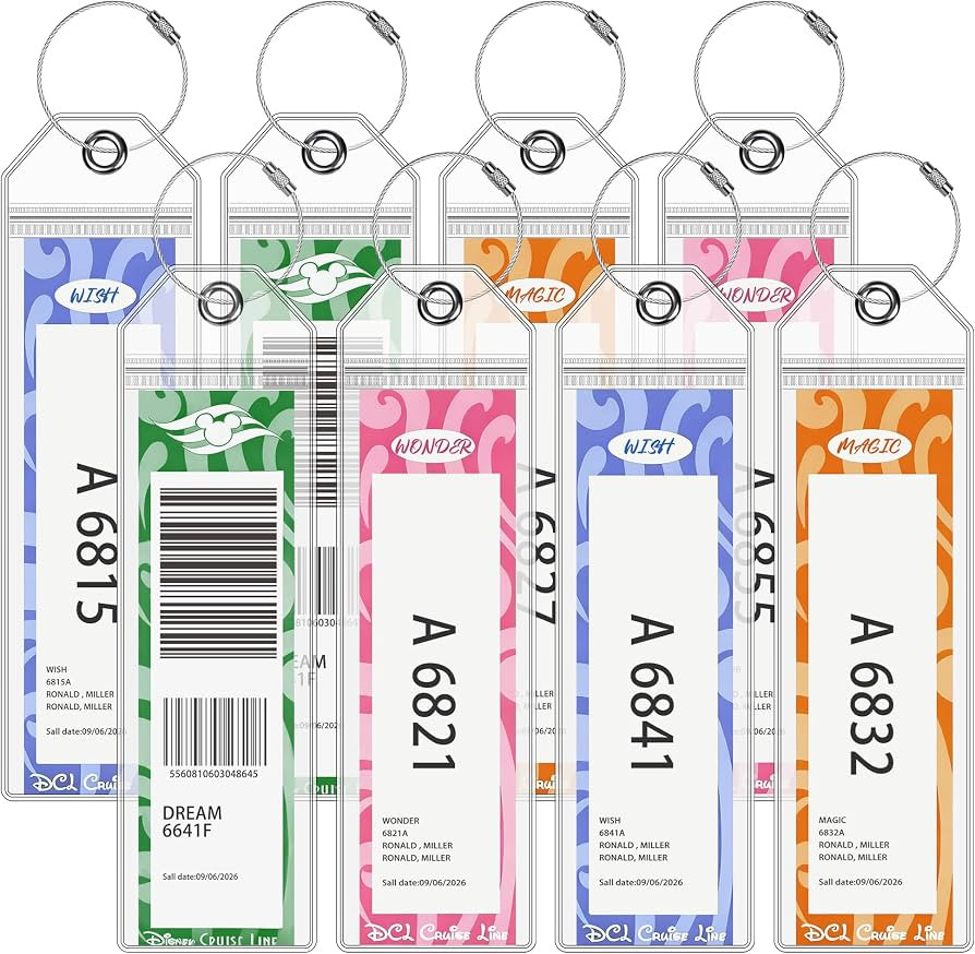 8 Pack DCL Cruise Luggage Tag Holder & Cruise Essentials for Dream, Fantasy, Magic, Wonder, Wish ... | Amazon (US)