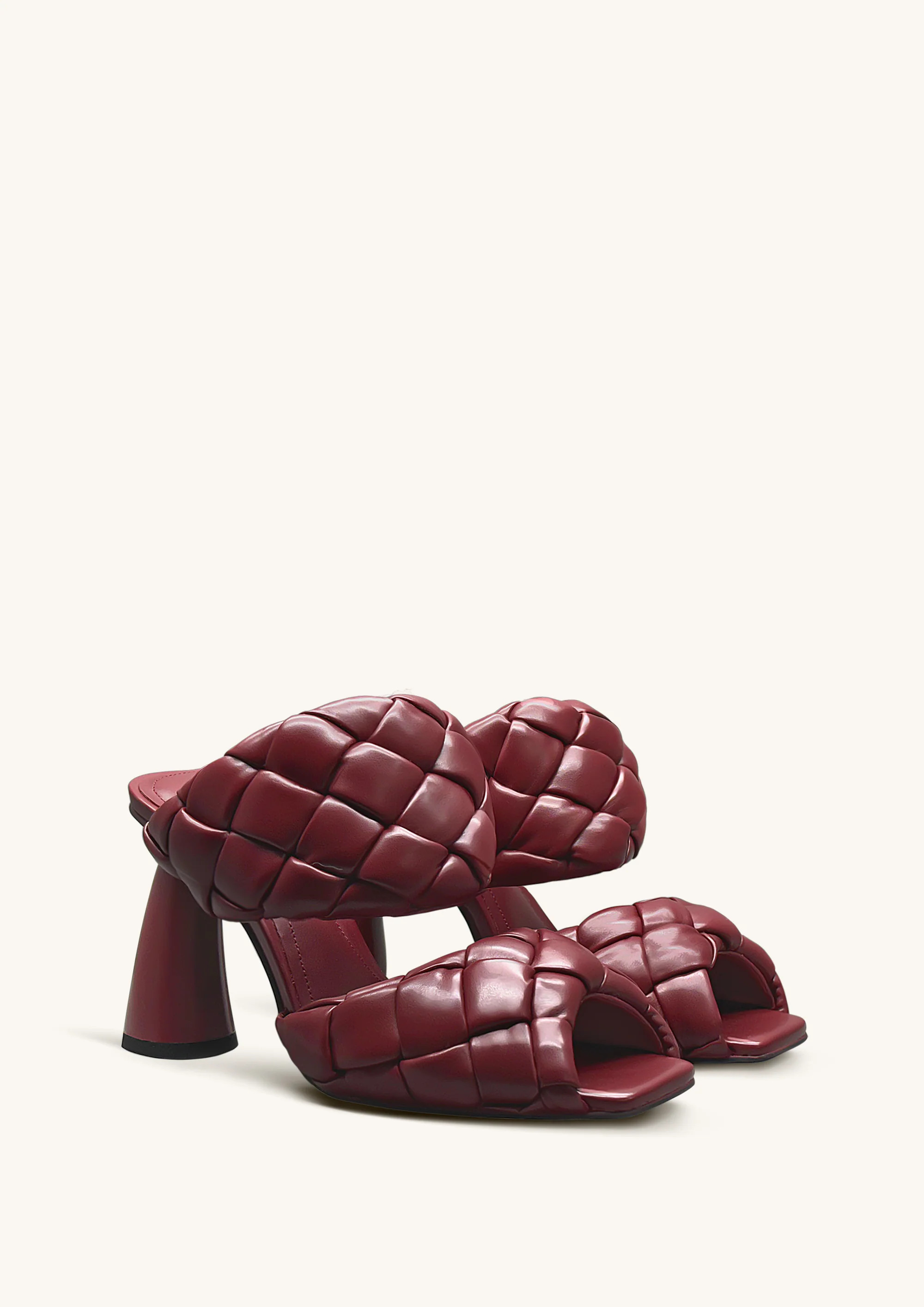 Lillian Weave Leather Heel Mules – Burgundy | JW PEI US