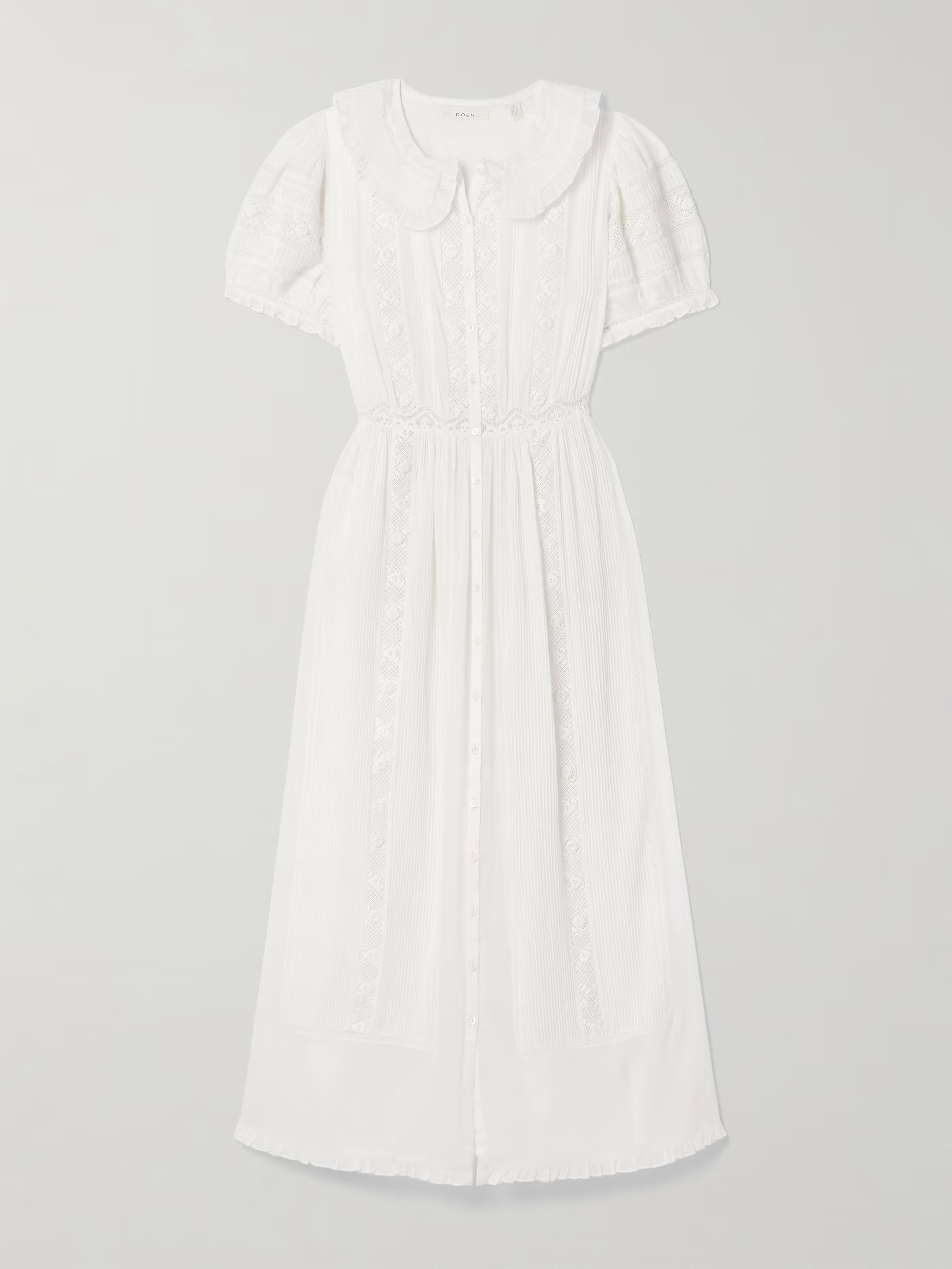 Phoebe lace-trimmed pintucked organic cotton-voile midi shirt dress | NET-A-PORTER (UK & EU)