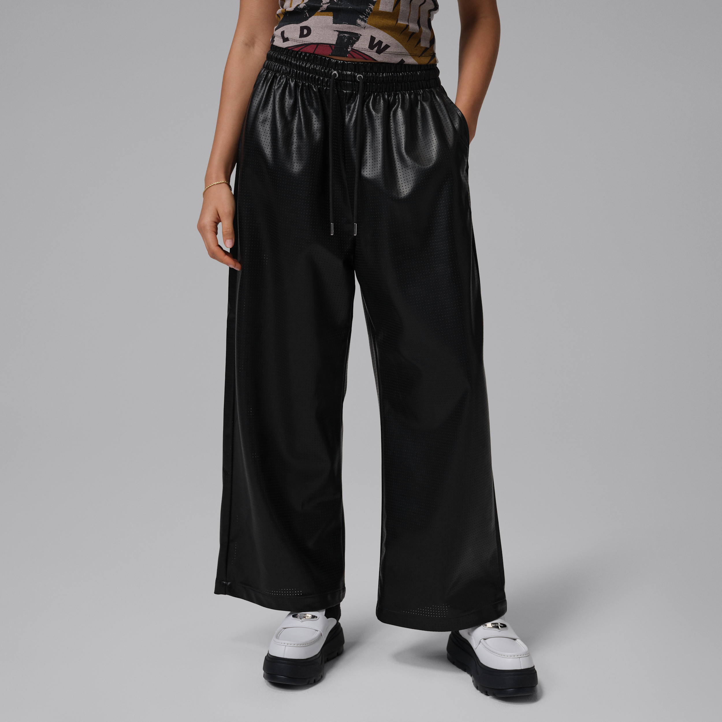 Women's Jordan Flight Faux-Leather Pants in Black | IO3048-010 | Nike (US)