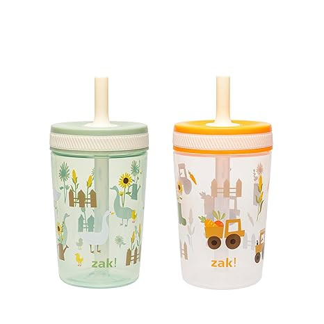 Zak Designs Kelso Toddler Cups For Travel or At Home, 15oz 2-Pack Durable Plastic Sippy Cups With... | Amazon (US)