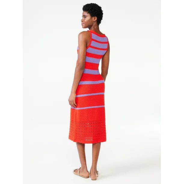 Scoop Women's Striped Crochet Dress | Walmart (US)