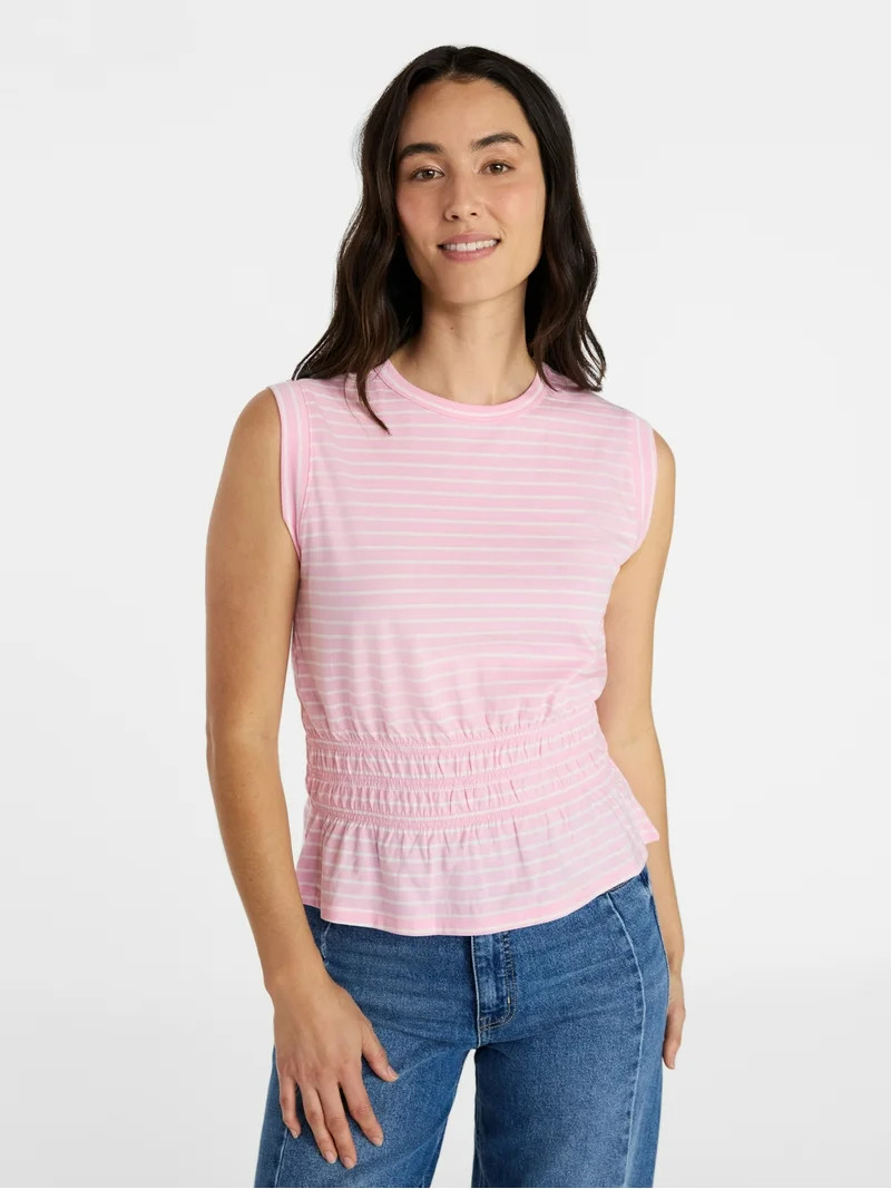 Time and Tru Women's Cotton Peplum Tank Top, Sizes XS-XXXL | Walmart (US)