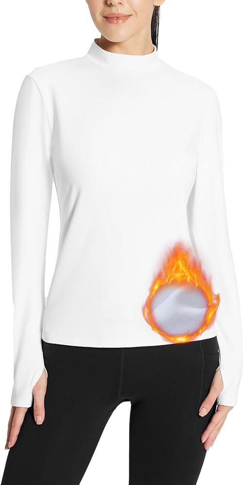 BALEAF Thermal Shirts for Women Fleece Mock Turtleneck Long Sleeve Ski Base Layer Top with Detach... | Amazon (US)