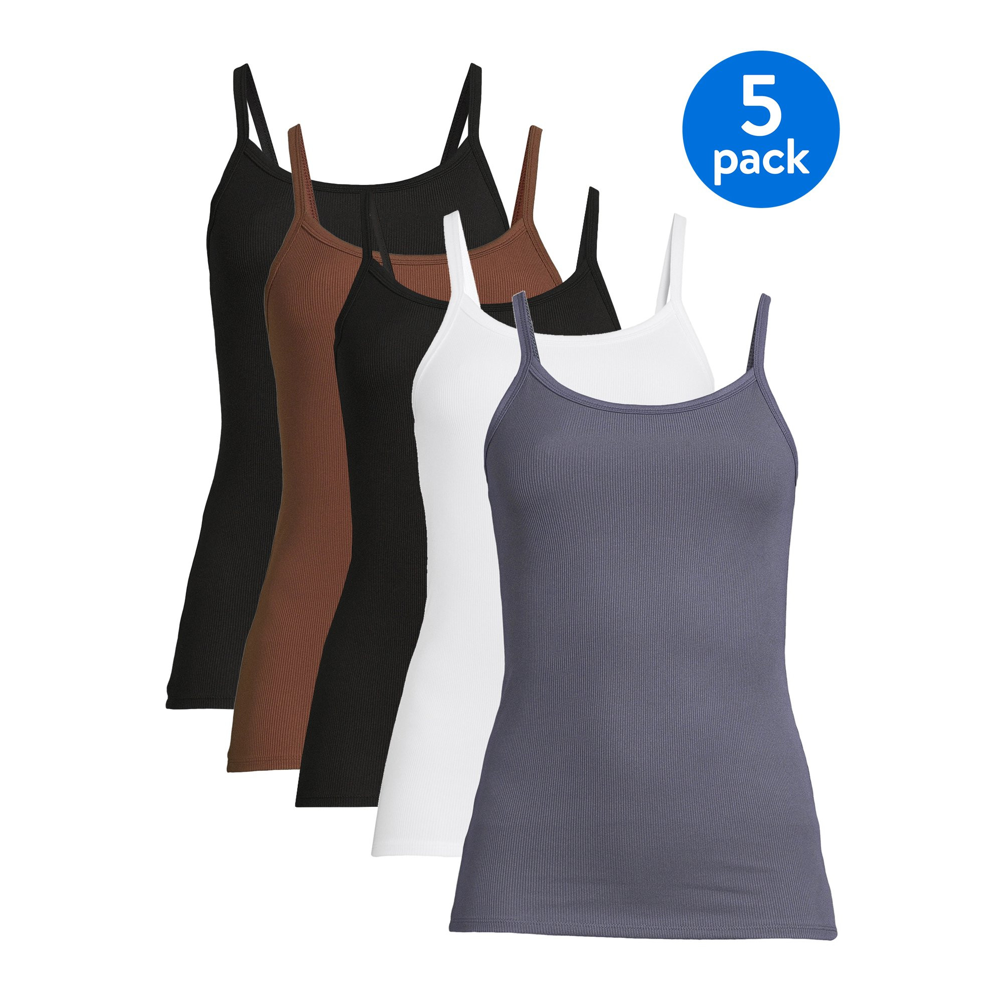 No Boundaries Juniors' Ribbed Cami Top, 5-Pack | Walmart (US)