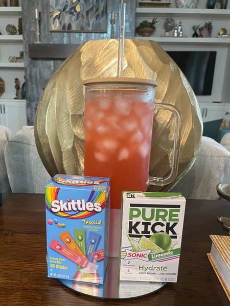 My flavored water video won’t upload today so I’m just going to share the flavors with you this way!

I used a Pure Kick Sonic Limeade packet with a Strawberry Starfruit packet from the Skittles Tropical box. 

The Pure Kick was a Hydrate packet so no caffeine. 

Overall, this was a good combo with lots of strawberry flavor. I’d rate it a 7 out of 10. 

#LTKSeasonal #LTKFindsUnder50 #LTKHome