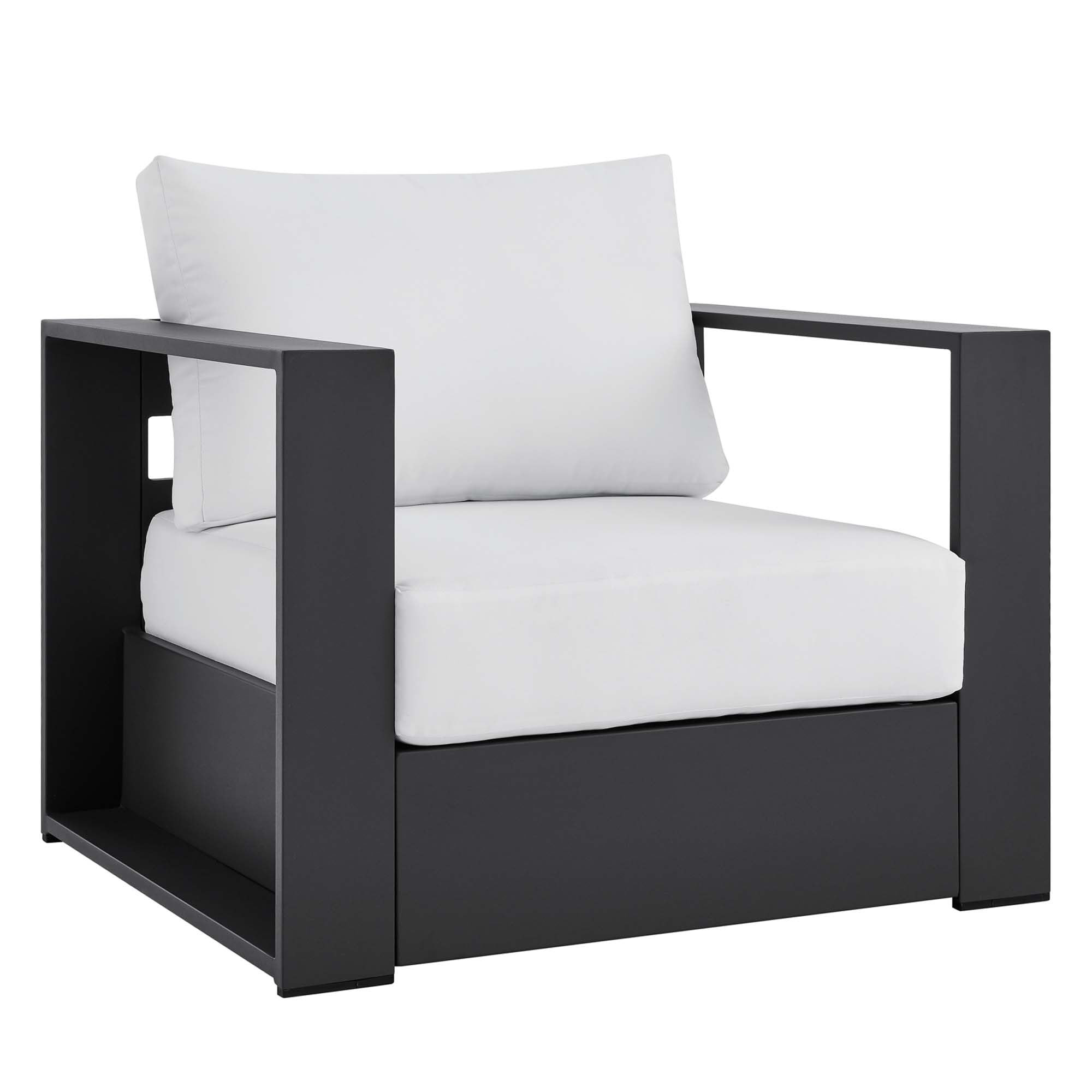 Modway Tahoe Aluminum Outdoor Patio Armchair in Gray White | Amazon (US)