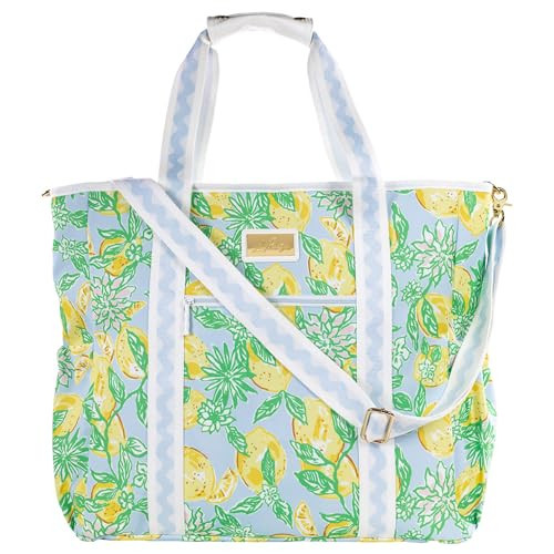 Lilly Pulitzer Yellow Picnic and Beach Cooler, Insulated Bag with Adjustable Shoulder Strap and Zipper, Large Soft Cooler for Groceries or Travel, Make Lemonade | Amazon (US)