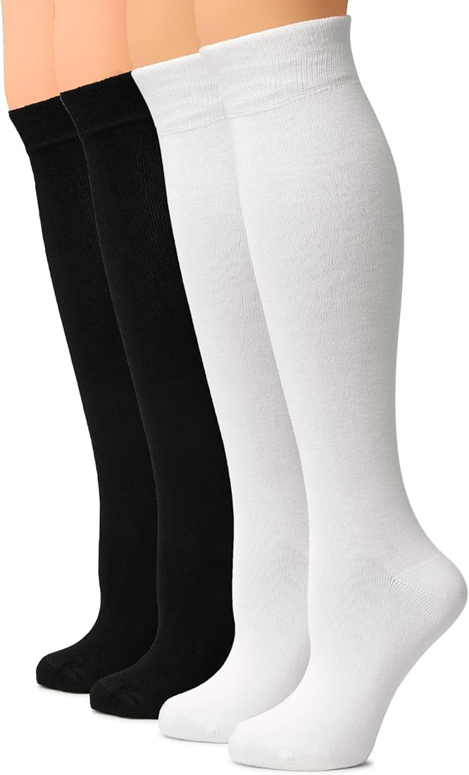 Hugh Ugoli Women Cotton Knee High Socks &Comfort Seam Long Dress, Soft & Lightweight | Shoe Size ... | Amazon (US)