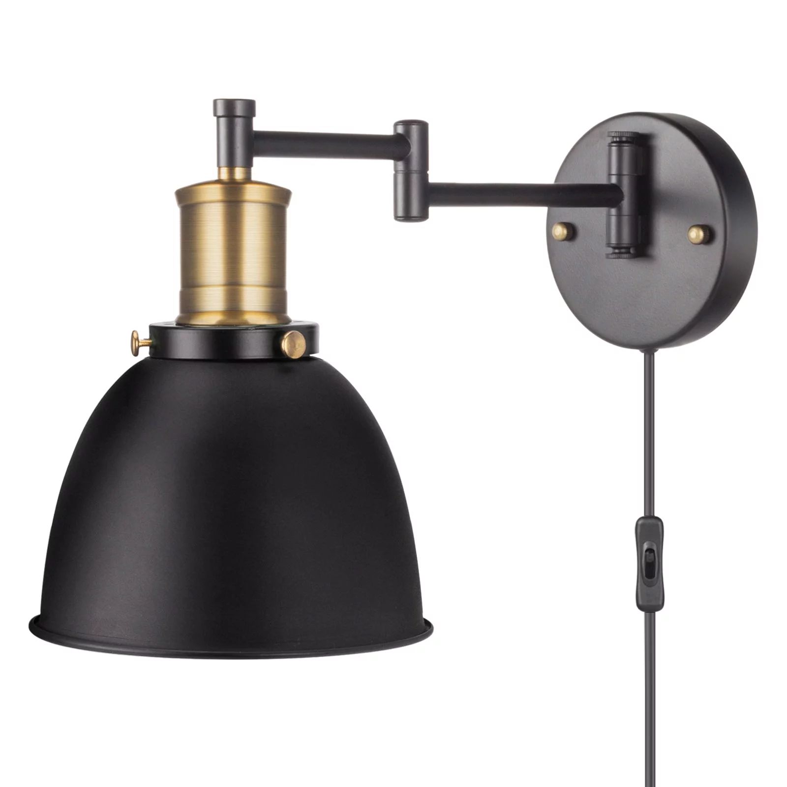 Swing Arm Wall Lamp Plug-in Cord Industrial Wall Sconce Bronze and Black Paint Finish E26 Base 1-... | Walmart (US)