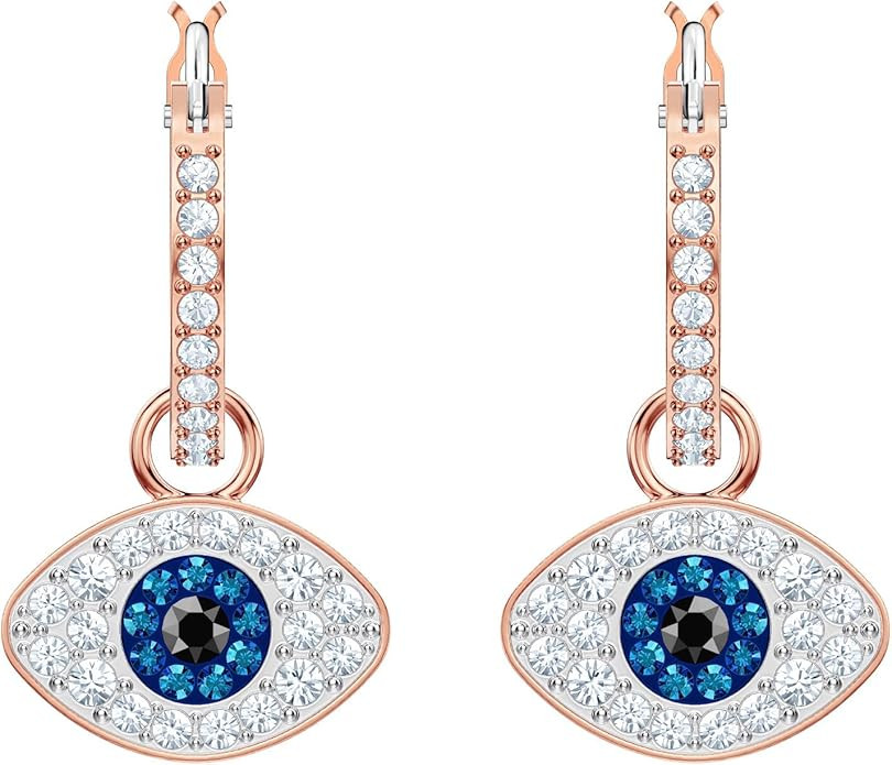 SWAROVSKI Women's Symbolica Evil Eye Hoop Pierced Earrings, Multi-colored, Rose-gold tone finishe... | Amazon (US)