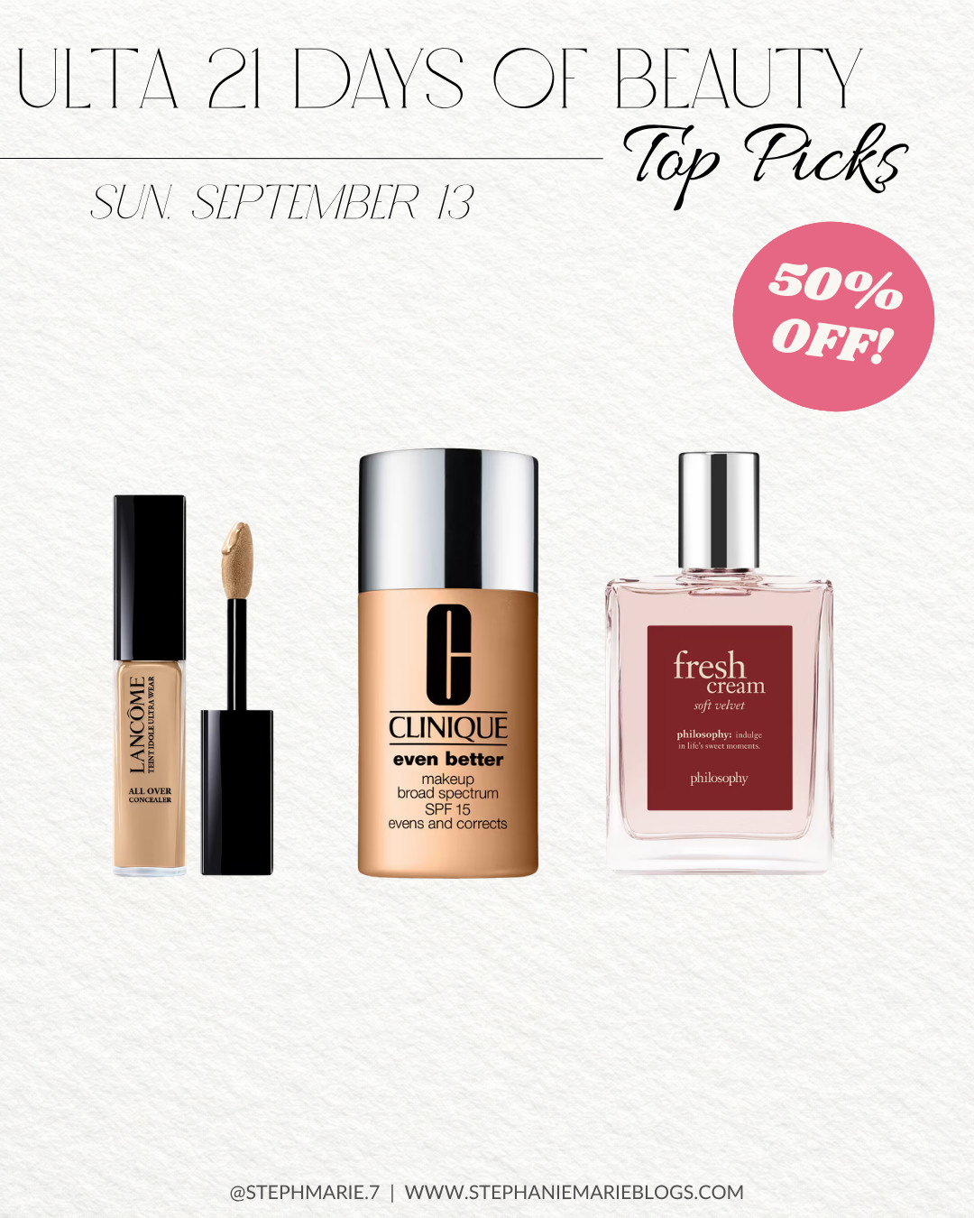 ULTA'S 21 DAYS OF BEAUTY SALE IS HERE ✨ These beauty favorites from Lancome, Clinique, and Philosophy are 50% off today only!  

 #LTKOver40 #LTKSaleAlert #LTKBeauty