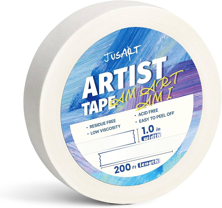 JusArt Artist Tape for Watercolor Paper, 1inch Wide 200FT Long, White Art Tape for Masking, Frami... | Amazon (US)