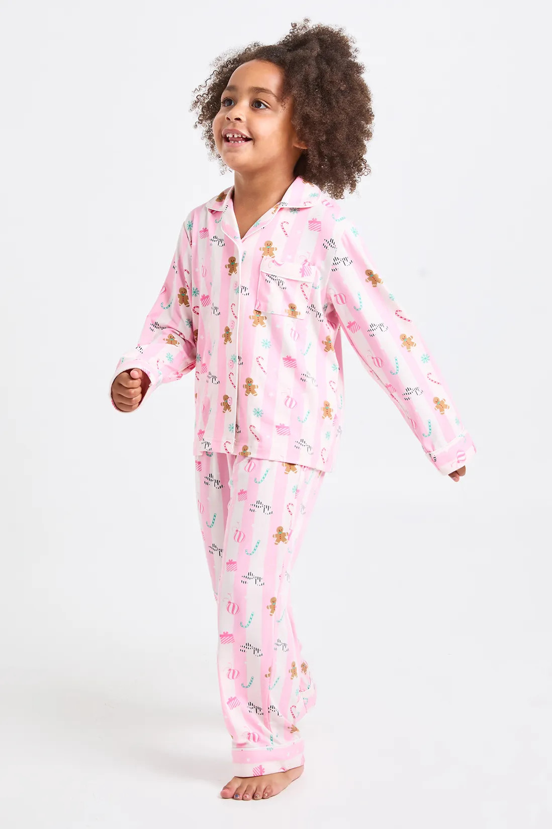 Kids Matching Family Super Soft Gingerbread Man Print Long Sleeve Shirt & Trousers Pyjama Set | boohoo (US & Canada)