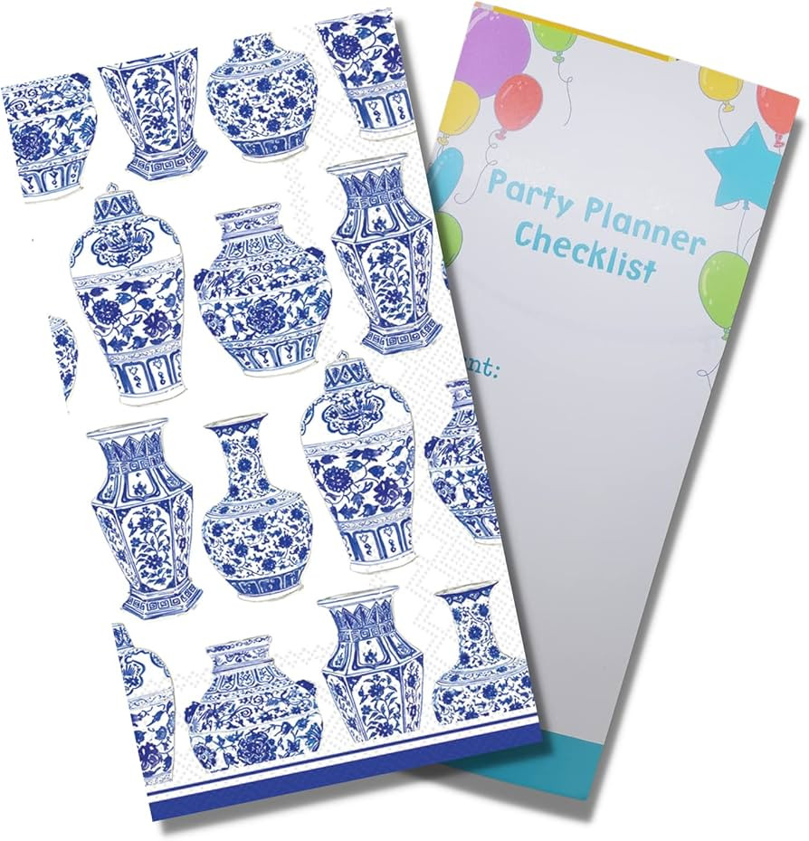 Chinoiserie Christmas Paper Napkins Disposable Hand Towels for Bathroom Vase Décor Navy Blue & W... | Amazon (US)